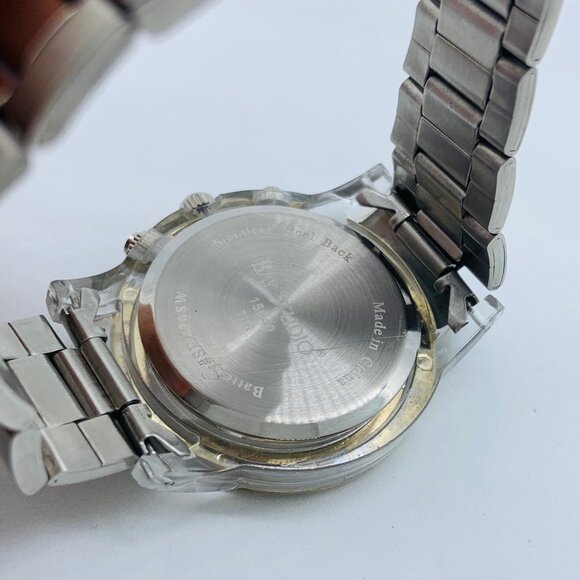 Bay studio men watch 38mm clear plastic case Quartz analog gold tone bezel runs - Picture 6 of 6